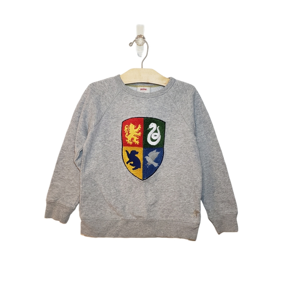 Harry Potter X Mini Boden 5-6 Y Hogwarts Crest Applique Grey Sweatshirt